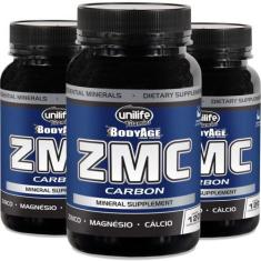 Kit 3 ZMC carbon cálcio, zinco e magnésio 120 Caps Unilife