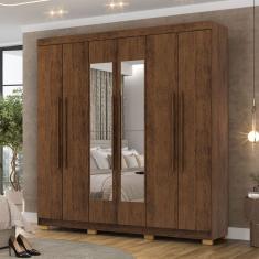 Guarda-Roupa Casal Bahamas 6 Portas 2 Gavetas com Espelho Imbuia - Pnr Móveis