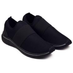 Tênis Preto Fali Acisc Confort  Esporte sem Cadarço - Lig Shoes, Preto