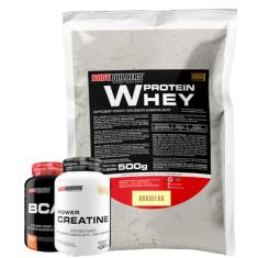 Kit Whey Proten 500g + BCAA 100g+ Power Creatina 100g - Bodybuilders Sabor Baunilha