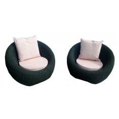 Conjunto de Poltronas Corda Náutica Oslo - 2 Poltronas - Tecido Duna Cru