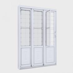 Porta de Aço de Correr 213x150 com Grade Quadrada e Postigo Facilita Lucasa