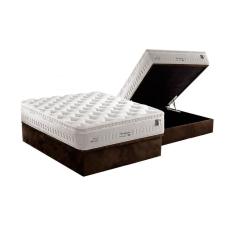 Cama Box Baú Casal: Colchão Molas MasterPocket Ensacadas Anjos Impressione + Base crc Suede Brown(138x188)