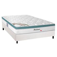 Cama Box Casal: Colchão Molas MasterPocket Ensacadas Herval Meditare + Base crc Courano White(138x188)