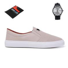 Kit Tênis Slip On Iate Polo Legítimo + Relógio de Pulso + Carteira - S