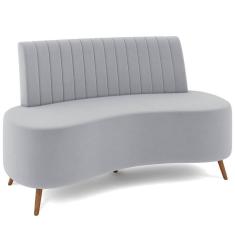 Sofá Chaise Living 2 Lugares 160cm Para Sala Cayman K01 Veludo Cinza
