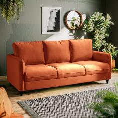Sofá Orquídea 3 Lugares Em Veludo Terracota