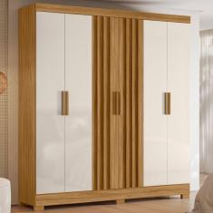 Guarda Roupa 6 Portas 2 Gavetas Moval Valença Freijo/off White