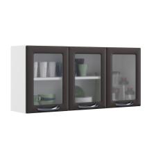 Armário Aéreo De Cozinha Grafite 3 Portas Com Vidro New Premium