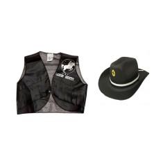 Fantasia Colete Chapeu Infantil Country Cowboy Festa Junina