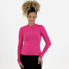 Blusa Malwee Canelada Gola Alta Manga Longa Feminina-Feminino