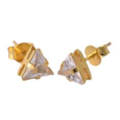 Brinco Triângulo De Zircônia Folheado