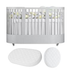 Berço Evolutivo 3 Em 1 Mini Cama Oval Arredondado Co Sleeper Com Rodin