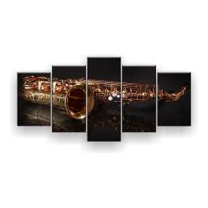 Quadro Decorativo Reflexo Saxofone 129x61 Sala Quarto