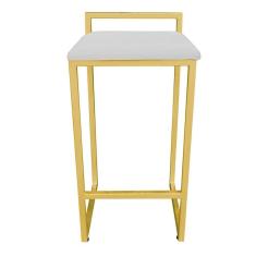 Banqueta Alta Lavínia Suede Cinza Base Dourado