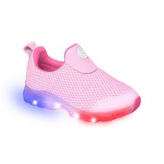 Tênis de Led Infantil Feminino Ortopé Power Light Calce Fácil Rosa