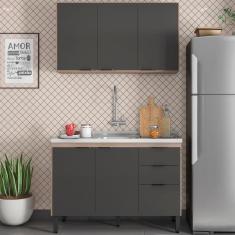 Armario Aereo E Balcao Para Pia 120Cm Avena Grafito