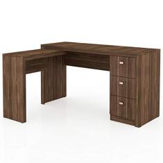 Escrivaninha de canto 3 gavetas ME4101 Tecno Mobili Nogal