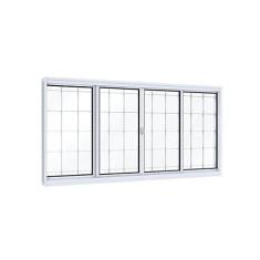 Janela de Correr Aço 4 Folhas com Grade Quadrada Lucasa Facilità 120cmx150cm Branco