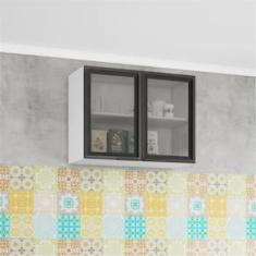 Armário Aéreo Bartira Rubi com 2 Portas de Vidro e 1 Prateleira - 80,1cm de largura