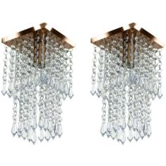 Kit 2 Lustre Plafon De Cristal Acrilico Spark Cobre - MARRYLUZ, Spark