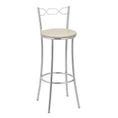 Banqueta Alta Cromada Bc51/a A101 Treparoni Bege Claro