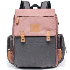Bolsa maternidade land luxury cor coral e cinza com trocador
