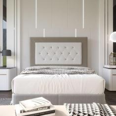 Cabeceira Casal 1,40m Havana Suede Bege Dal Poz Estofados