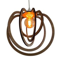 Lustre Luminária Pendente Madeira Sala Quarto Cozinha Balcão Circular 