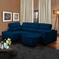 Sofá Retrátil Reclinável de Canto Chaise 250 x 150 Cm Luiza Suede - Só