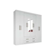 Guarda Roupa 8 Portas e 4 gavetas c/ Espelho Nápoles Branco - Santos A