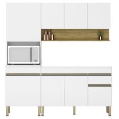 Armário De Cozinha 3 Peças Balcão 120cm Sem Tampo Lina03 K02 Supremo-freijó - Mpozenato