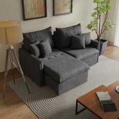 Sofá Cama Retrátil e Reclinável 200cm Colibri Cabecasa Madeiramadeira Veludo Grafite