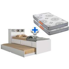 Colchão Solteiro Pérola Polar (2un) + Bicama Ravena Branco - Conquista