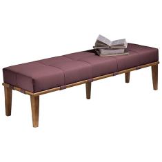 Recamier Decorativo 160cm Martínez Veludo Pés Madeira Rosa/Mel - Gran Belo