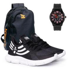 Tênis Masculino Academia Caminhada Treino mochila relogio-Masculino