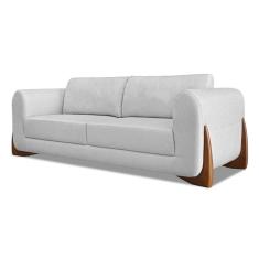 Sofá 3 Lugares Base De Madeira Clarissa 230 Cm Linho S04 - D'rossi Cor Grigio