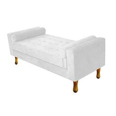 Recamier Félix Solteiro 120cm Suede Branco - Doce Sonho Móveis