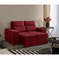 Sofá 2 Lugares 150cm C/ Molas Retrátil E Reclinável Vermelho