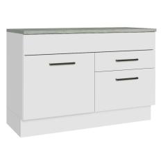 Balcão De Pia Cozinha 1 Porta E 2 Gavetas (com Tampo) Branco Agata Madesa Branco