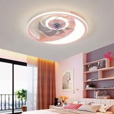 Ventilador de teto LED com luz de iluminação 46W Moon Design Ventilador invisível Luz de teto regulável com temporizador remoto Lâmpada silenciosa com ventilador Lâmpada de teto para sala de