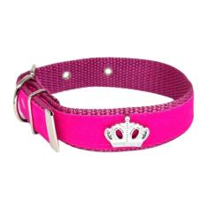 Coleira Camurça Aplique 25Mm Pra Cachorro Nicapet Rosa Nº 5