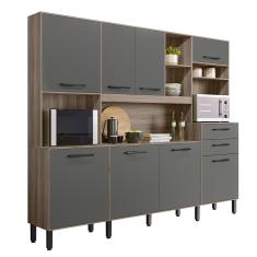 Armario de Cozinha Hortelã com 8 Portas e 2 Gavetas 240 cm