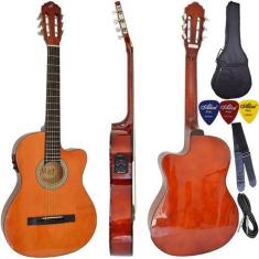 Kit Violão Flat Eletroacústico Giannini Sf14 Nt Aço Completo