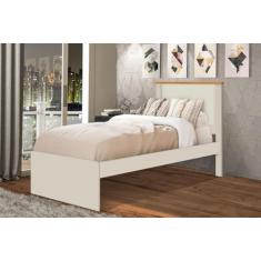 Cama de Solteiro em Mdp/mdf Barcelona Off White/Nature