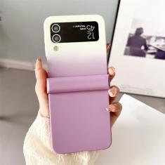 Capa de telefone dobrável gradiente para Samsung Galaxy Z Flip 3 4 5 Silicone macio à prova de choque capa traseira de proteção total, branco roxo, para Samsung Z Flip 5
