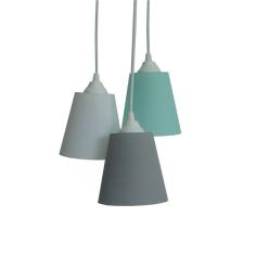 Lustre Pendente Cacho Tecido Cinza, Branco E Verde  gua Bivolt