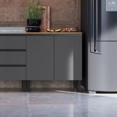 Armário de Cozinha 80 cm 2 Portas 1 Prateleira Quiditá - Montana com Grafite