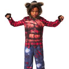 Fantasia Lobinho Infantil Halloween Menino Lobo Capuz Pelo