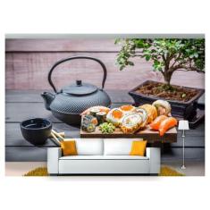 Papel De Parede Rodízio Japonês Sashimi 3D Al201 - Você Decora